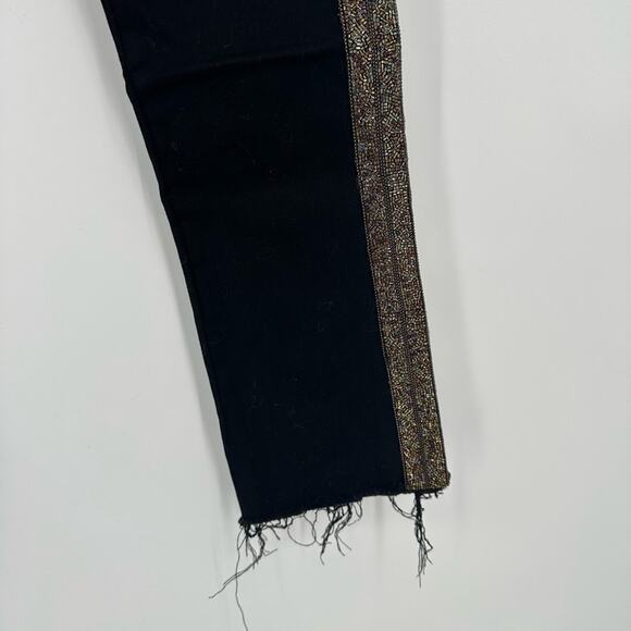 MOTHER The Rascal Ankle Fray Jeans in Guilty Flash Sz 26 Side Stripe Beaded NWT - Picture 7 of 15